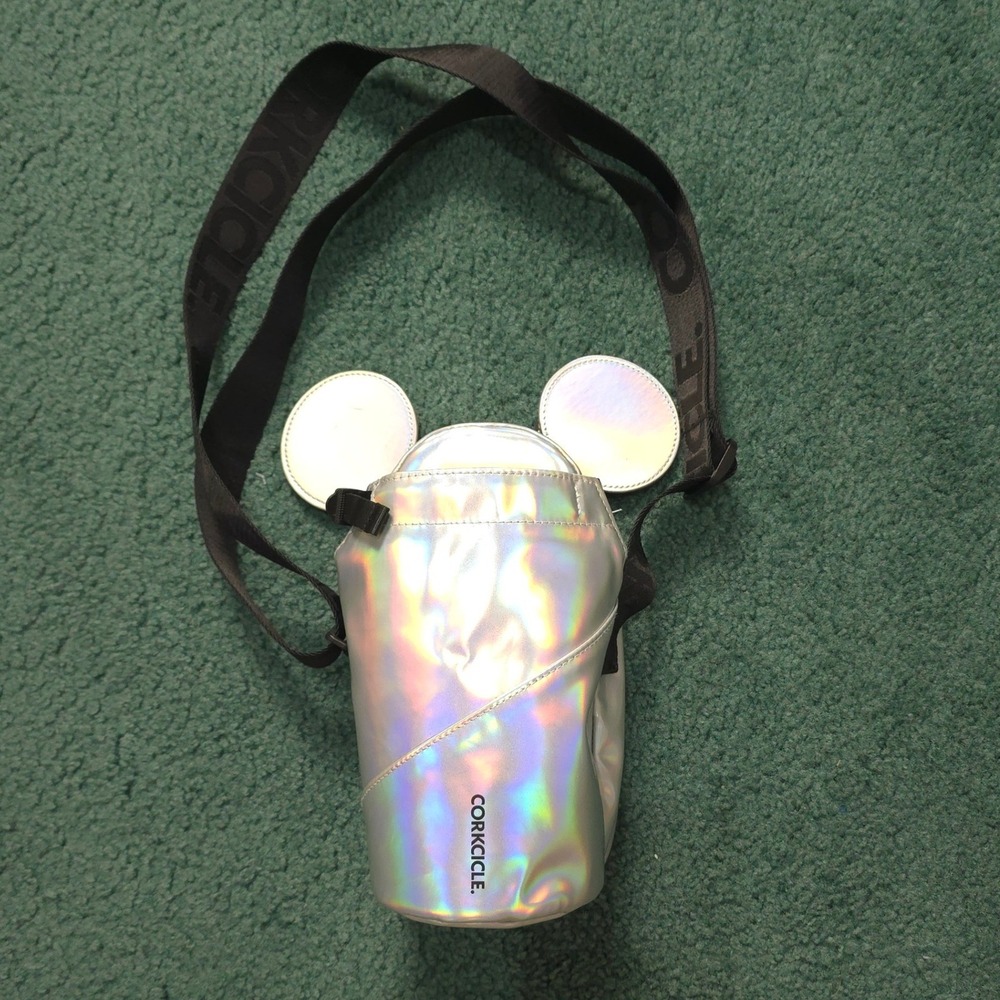 Corkcicle Disney Mickey Mouse Holographic Iridescent Crossbody Sling Bag Silver
